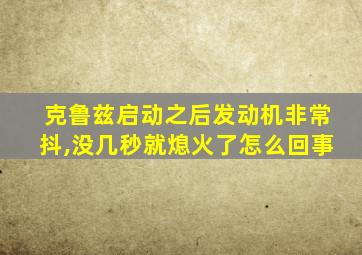 克鲁兹启动之后发动机非常抖,没几秒就熄火了怎么回事
