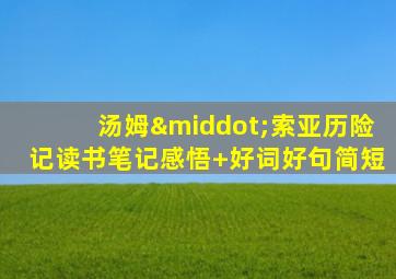 汤姆·索亚历险记读书笔记感悟+好词好句简短