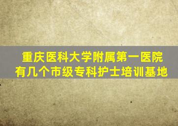 重庆医科大学附属第一医院有几个市级专科护士培训基地
