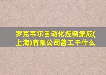 罗克韦尔自动化控制集成(上海)有限公司普工干什么